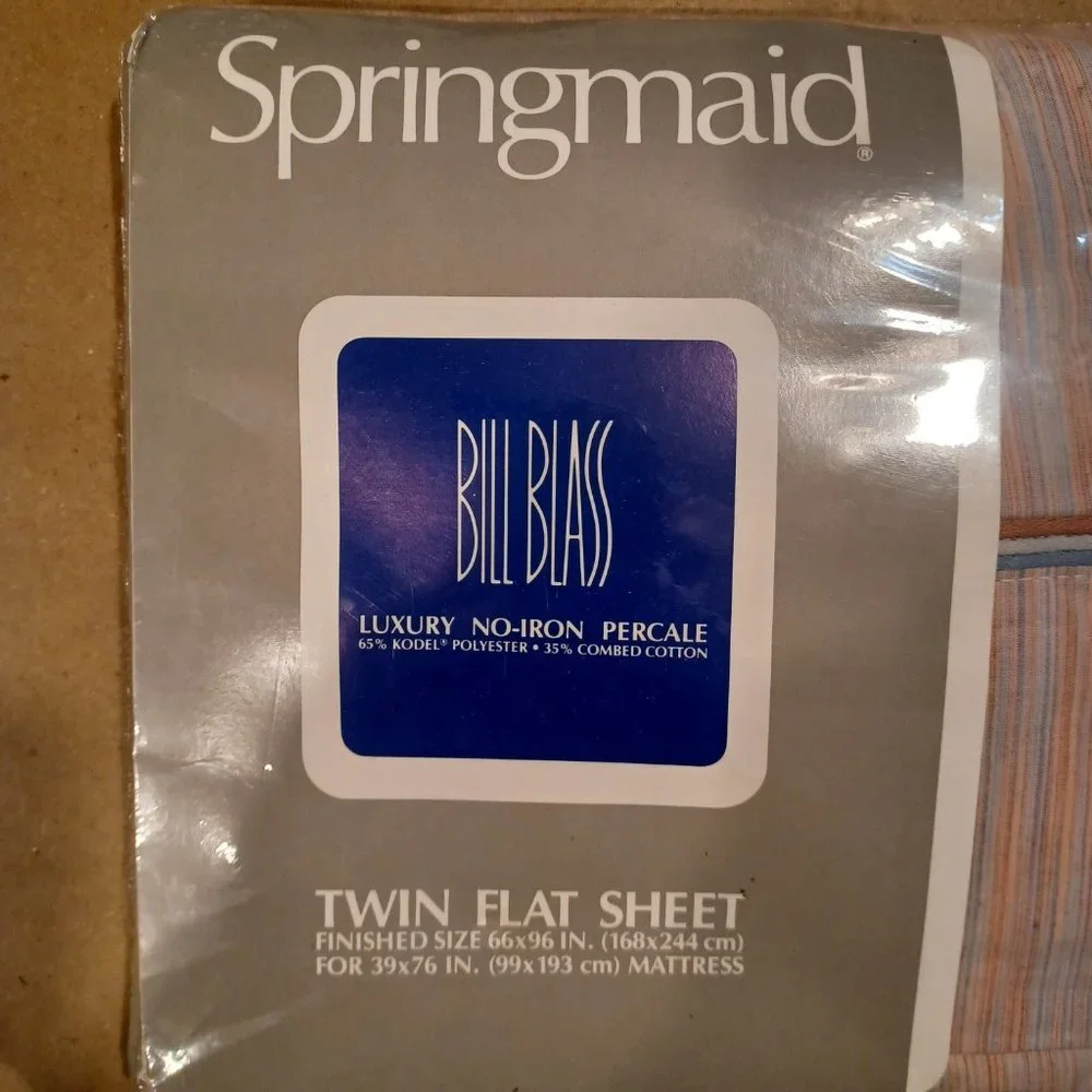 Vintage Bill Blass Springmaid Striped Twin Flat Sheet NEW No-Iron Percale